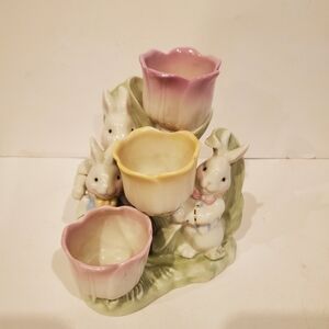 Lenox Occasions Easter Tulip Tealight Holder With Three Bunnies